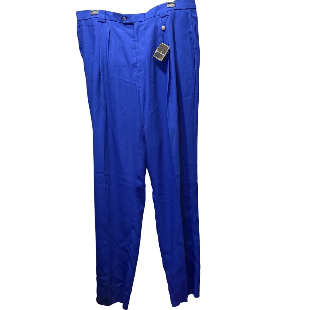 Stacy Adams Mens Royal Blue Pleated Dress Pants Slacks Size 42 NEW